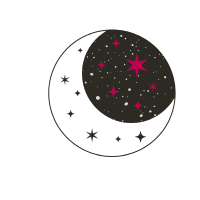 Lune et étoiles en blanc et noir